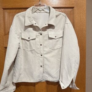 SHEIN Cream Utility Corduroy Jacket
